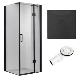 KABINA PRYSZNICOWA KWADRATOWA Z BRODZIKIEM KZ1390B/RIKO CZARNA/CZARNY 90x90 CM KZ1390B-BL+RIKO-BL