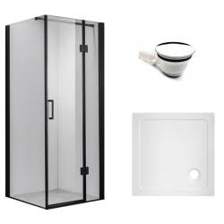 KABINA PRYSZNICOWA KWADRATOWA Z BRODZIKIEM KZ1390A/ST02A CZARNA/BIAŁY 80x80 CM
