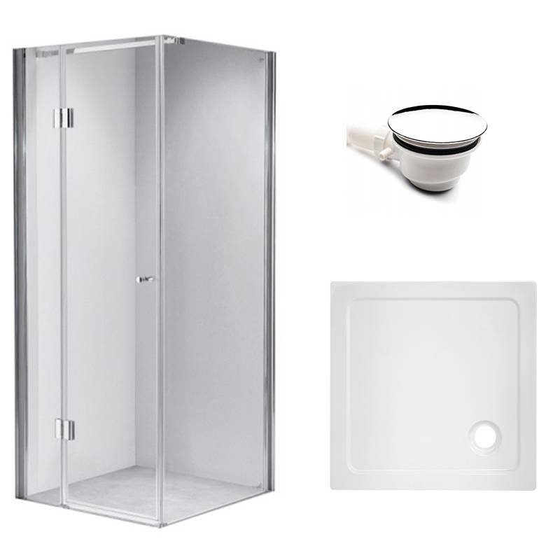 KABINA PRYSZNICOWA KWADRATOWA Z BRODZIKIEM KZ1390A/ST02A CHROM/BIAŁY 80x80 CM KZ1390A+ST02A-WH