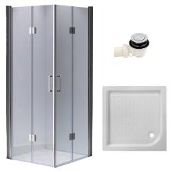 KABINA PRYSZNICOWA KWADRATOWA Z BRODZIKIEM KZ1290B/SXL02B CHROM/BIAŁY 90x90