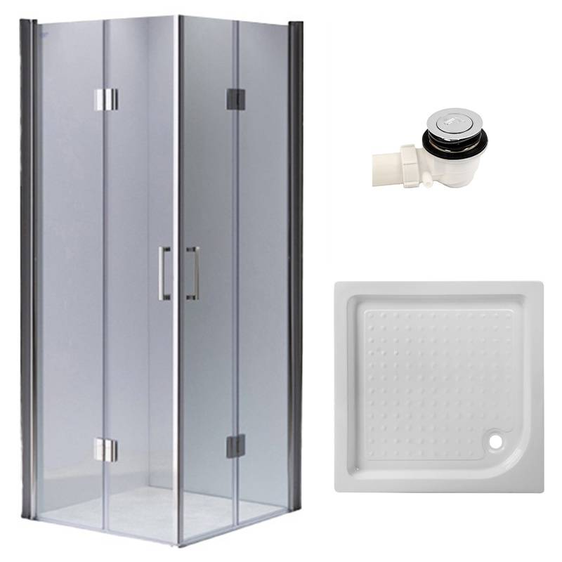 KABINA PRYSZNICOWA KWADRATOWA Z BRODZIKIEM KZ1290B/SXL02B CHROM/BIAŁY 90x90