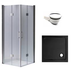 KABINA PRYSZNICOWA KWADRATOWA Z BRODZIKIEM KZ1290B/ST02B CHROM/CZARNY 90x90