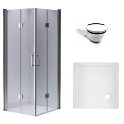 KABINA PRYSZNICOWA KWADRATOWA Z BRODZIKIEM KZ1290B/ST02B CHROM/BIAŁY 90x90