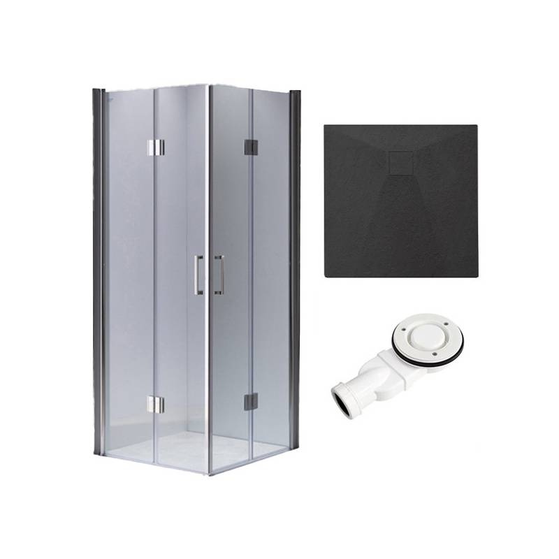 KABINA PRYSZNICOWA KWADRATOWA Z BRODZIKIEM KZ1290B/RIKO CHROM/CZARNY 90x90