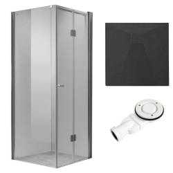 KABINA PRYSZNICOWA KWADRATOWA Z BRODZIKIEM KZ1180B/RIKO CZARNA/CZARNY 90x90 CM KZ1180B+RIKO-BL-90