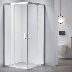 KABINA PRYSZNICOWA KWADRATOWA Z BRODZIKIEM KZ102B/RIKO CHROM/CZARNY 90x90 CM KZ102B+RIKO-BL-90