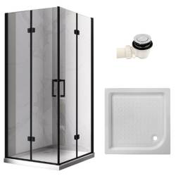 KABINA PRYSZNICOWA KWADRATOWA Z BRODZIKIEM KZ08D/SXL02C CZARNA/BIAŁY 100x100 CM KZ08D-BL+SXL02C