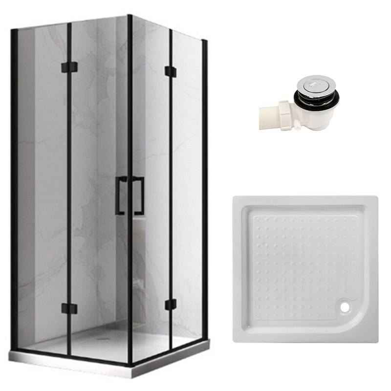 KABINA PRYSZNICOWA KWADRATOWA Z BRODZIKIEM KZ08D/SXL02C CZARNA/BIAŁY 100x100 CM KZ08D-BL+SXL02C