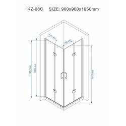KABINA PRYSZNICOWA KWADRATOWA Z BRODZIKIEM KZ08C/SXL02B CHROM/BIAŁY 90x90 KZ08C+SXL02B-WH