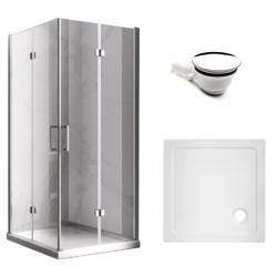 KABINA PRYSZNICOWA KWADRATOWA Z BRODZIKIEM KZ08C/ST02B CHROM/BIAŁY 90x90 CM KZ08C+ST02B-WH