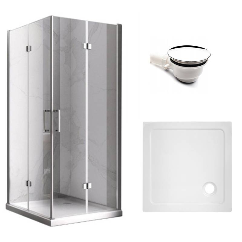 KABINA PRYSZNICOWA KWADRATOWA Z BRODZIKIEM KZ08C/ST02B CHROM/BIAŁY 90x90 CM KZ08C+ST02B-WH