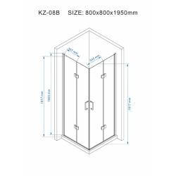 KABINA PRYSZNICOWA KWADRATOWA Z BRODZIKIEM KZ08B/SXL02A CZARNA/CZARNY 80x80 CM