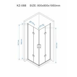 KABINA PRYSZNICOWA KWADRATOWA Z BRODZIKIEM KZ08B/ST02A CZARNA/CZARNY 80x80 CM