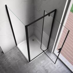 KABINA PRYSZNICOWA KWADRATOWA Z BRODZIKIEM KZ04C/RIKO CZARNA/CZARNY 90x90 CM KZ04C-BL+RIKO-BL-90