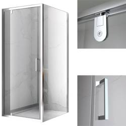 KABINA PRYSZNICOWA KWADRATOWA Z BRODZIKIEM KZ04C/RIKO CHROM/CZARNY 90x90 CM KZ04C+RIKO-BL-90