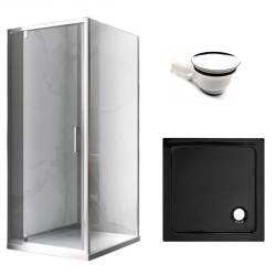 KABINA PRYSZNICOWA KWADRATOWA Z BRODZIKIEM KZ04B/ST02A CHROM/CZARNY 80x80CM KZ04B+ST02A-BL