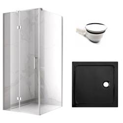 KABINA PRYSZNICOWA KWADRATOWA Z BRODZIKIEM KZ01D/ST06A CHROM/CZARNY 100x100 KZ01D+ST06A-BL