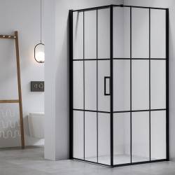KABINA PRYSZNICOWA KWADRATOWA Z BRODZIKIEM BS13B/RIKO CZARNA/CZARNY 90x90 CM BS13B+RIKO-BL-90