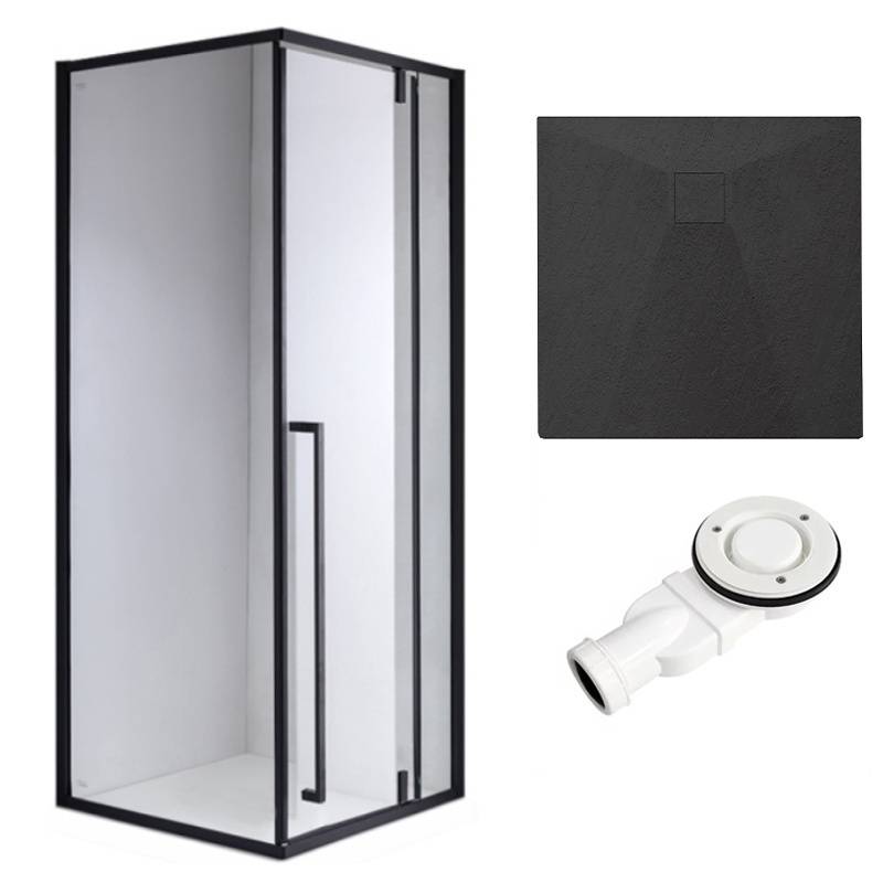 KABINA PRYSZNICOWA KWADRATOWA Z BRODZIKIEM BS11B/RIKO CZARNA/CZARNY 90x90 CM BS11B+RIKO-BL-90