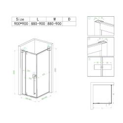 KABINA PRYSZNICOWA KWADRATOWA Z BRODZIKIEM BS11B/RIKO CZARNA/CZARNY 90x90 CM BS11B+RIKO-BL-90