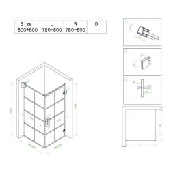 KABINA PRYSZNICOWA KWADRATOWA Z BRODZIKIEM BS10A/SXL02A CZARNA/BIAŁY 80x80 BS10A+SXL02A-WH