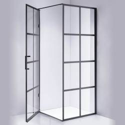 KABINA PRYSZNICOWA KWADRATOWA Z BRODZIKIEM BS10A/ST02A CZARNA/BIAŁY 80x80 CM BS10A+ST02A-WH