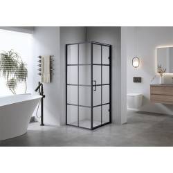 KABINA PRYSZNICOWA KWADRATOWA Z BRODZIKIEM BS10A/ST02A CZARNA/BIAŁY 80x80 CM BS10A+ST02A-WH