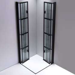 KABINA PRYSZNICOWA KWADRATOWA Z BRODZIKIEM BS08B/RIKO CZARNA/CZARNY 90x90 CM BS08B+RIKO-BL-90