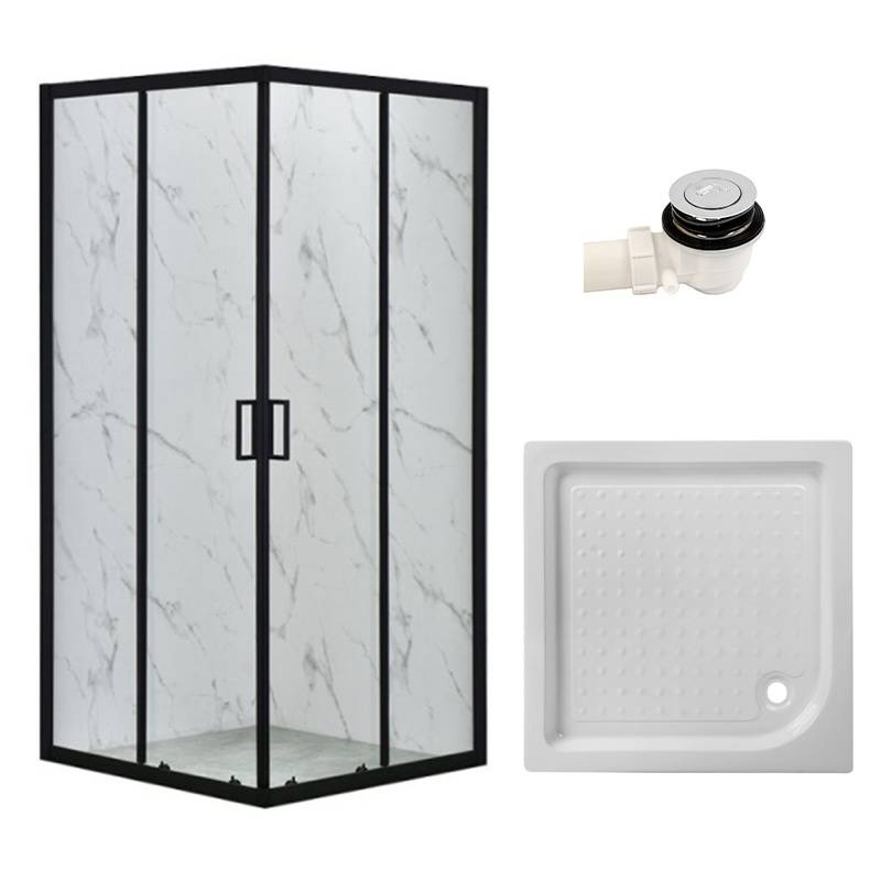 KABINA PRYSZNICOWA KWADRATOWA Z BRODZIKIEM BL31A/SXL02A CZARNA/BIAŁY 80x80 CM BL31A+SXL02A-WH
