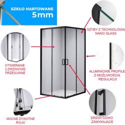 KABINA PRYSZNICOWA KWADRATOWA Z BRODZIKIEM BL30B/SXL02B CZARNA/CZARNY 90x90 BL30B+SXL02B-BL-90