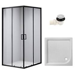 KABINA PRYSZNICOWA KWADRATOWA Z BRODZIKIEM BL30B/SXL02B CZARNA/BIAŁY 90x90 BL30B+SXL02B-WH-90