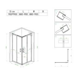 KABINA PRYSZNICOWA KWADRATOWA Z BRODZIKIEM BL30B/ST02B CZARNA/BIAŁY 90x90CM BL30B+ST02B-WH