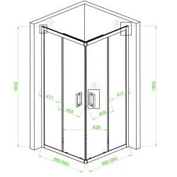 KABINA PRYSZNICOWA KWADRATOWA Z BRODZIKIEM BL30B/ST02B CZARNA/BIAŁY 90x90CM BL30B+ST02B-WH