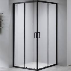 KABINA PRYSZNICOWA KWADRATOWA Z BRODZIKIEM BL30B/RIKO CZARNA/BIAŁY 90x90 CM