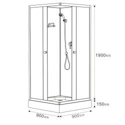 KABINA PRYSZNICOWA KWADRATOWA WSH314B 90x90 CM WSH314B-90