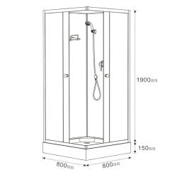 KABINA PRYSZNICOWA KWADRATOWA WSH314A 80x80 CM WSH314A-80