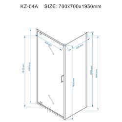 KABINA PRYSZNICOWA KWADRATOWA KZ04A CZARNA 70X70 CM KZ04A-BL-70