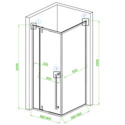 KABINA PRYSZNICOWA KWADRATOWA BS11B CZARNA 90x90 CM BS11B-90