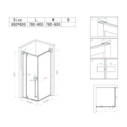 KABINA PRYSZNICOWA KWADRATOWA BS11A CZARNA 80x80 CM BS11A-80