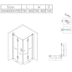 KABINA PRYSZNICOWA KWADRATOWA BS08A CZARNA 80x80 CM BS08A-80