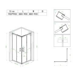 KABINA PRYSZNICOWA KWADRATOWA BL30B CZARNA 90x90 CM BL30B-90