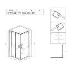 KABINA PRYSZNICOWA KWADRATOWA BL30A CZARNA 80x80 CM BL30A-80