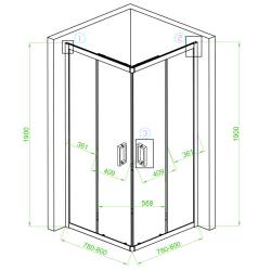 KABINA PRYSZNICOWA KWADRATOWA BL30A CZARNA 80x80 CM BL30A-80
