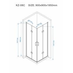 KABINA PRYSZNICOWA CHROM Z BRODZIKIEM KZ08C+RIKO90 KZ08C+RIKO-BL-90