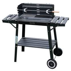 GRILL OGRODOWY WĘGLOWY Z PÓŁKAMI I ROŻNEM VL06-RS CZARNY VL06-RS-BLACK