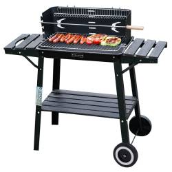GRILL OGRODOWY WĘGLOWY Z PÓŁKAMI I ROŻNEM VL06-RS CZARNY VL06-RS-BLACK