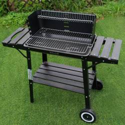 GRILL OGRODOWY WĘGLOWY Z PÓŁKAMI I ROŻNEM VL06-RS CZARNY VL06-RS-BLACK