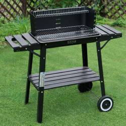 GRILL OGRODOWY WĘGLOWY Z PÓŁKAMI I ROŻNEM VL06-RS CZARNY VL06-RS-BLACK