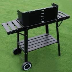 GRILL OGRODOWY WĘGLOWY Z PÓŁKAMI I ROŻNEM VL06-RS CZARNY VL06-RS-BLACK