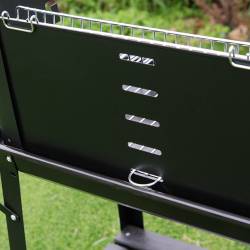 GRILL OGRODOWY WĘGLOWY Z PÓŁKAMI I ROŻNEM VL06-RS CZARNY VL06-RS-BLACK